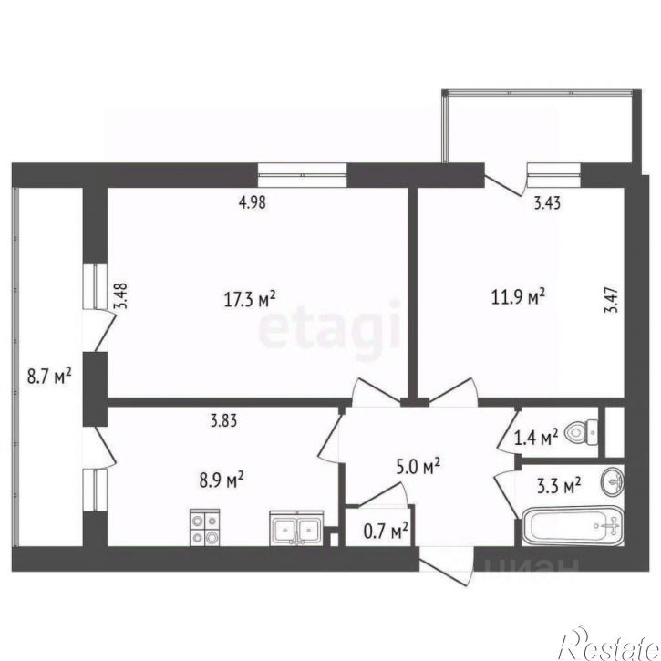 2-комн квартира улица Тамарлы, 3,  д. 3