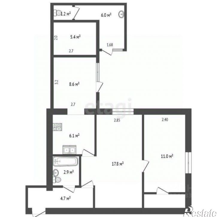 2-комн квартира улица Ульяновых, 12,  д. 12