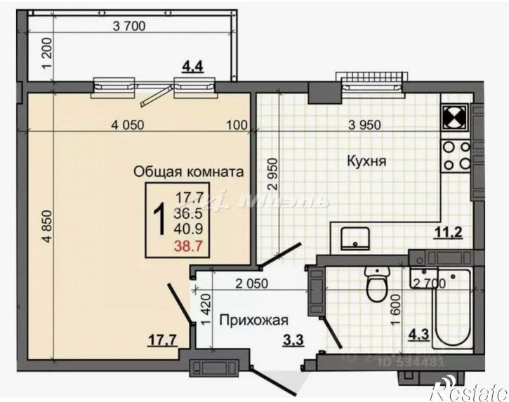 1-комн квартира ул Парковая, 2 1,  д. 2 1,  к. 1