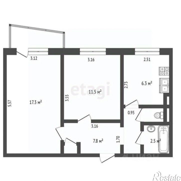 2-комн квартира 1-й микрорайон, 10,  д. 10