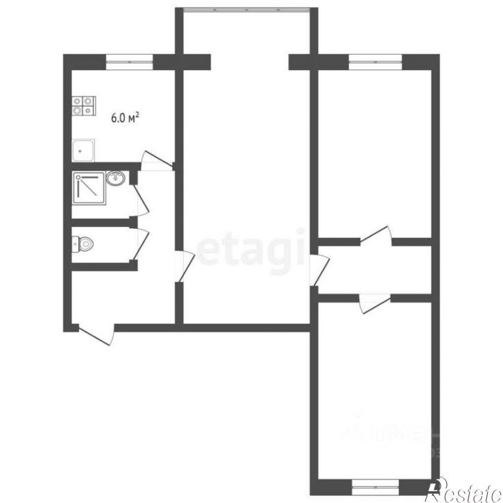 3-комн квартира Озёрная улица, 21,  д. 21