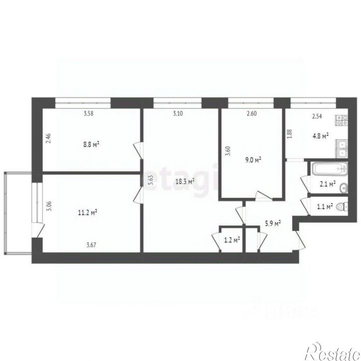 4-комн квартира улица Иванищева, 13,  д. 13