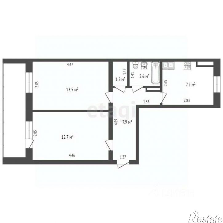 2-комн квартира ул Калинина, 13,  д. 13