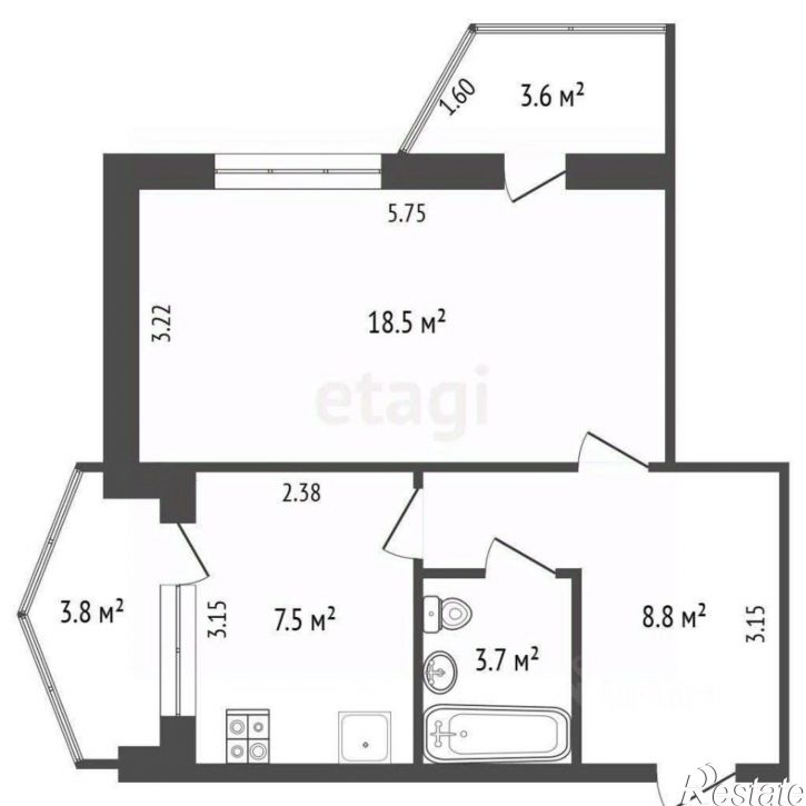 1-комн квартира Риекская улица, 22 к1,  д. 22 к1