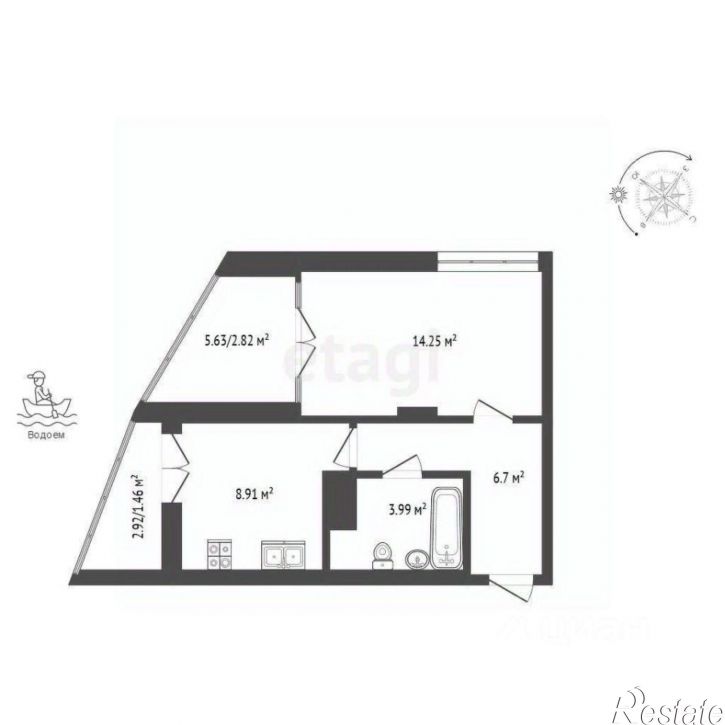 1-комн квартира улица 40 лет Октября, 9В,  д. 9В