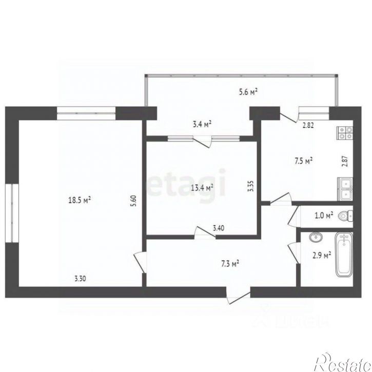 2-комн квартира Молодёжная улица, 3,  д. 3