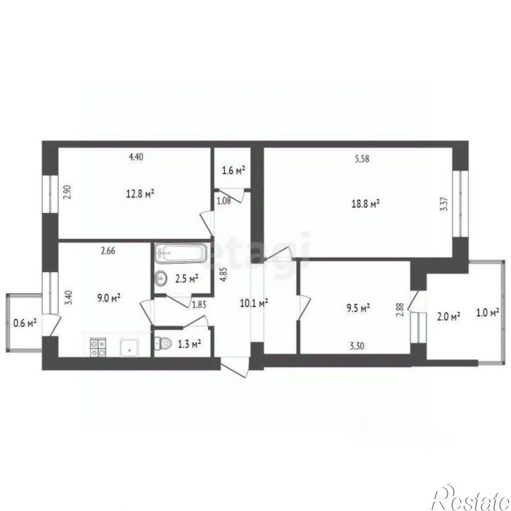 3-комн квартира проспект Героев Десантников, 2,  д. 2