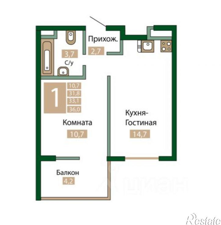 1-комн квартира Научная улица, 3,  д. 3