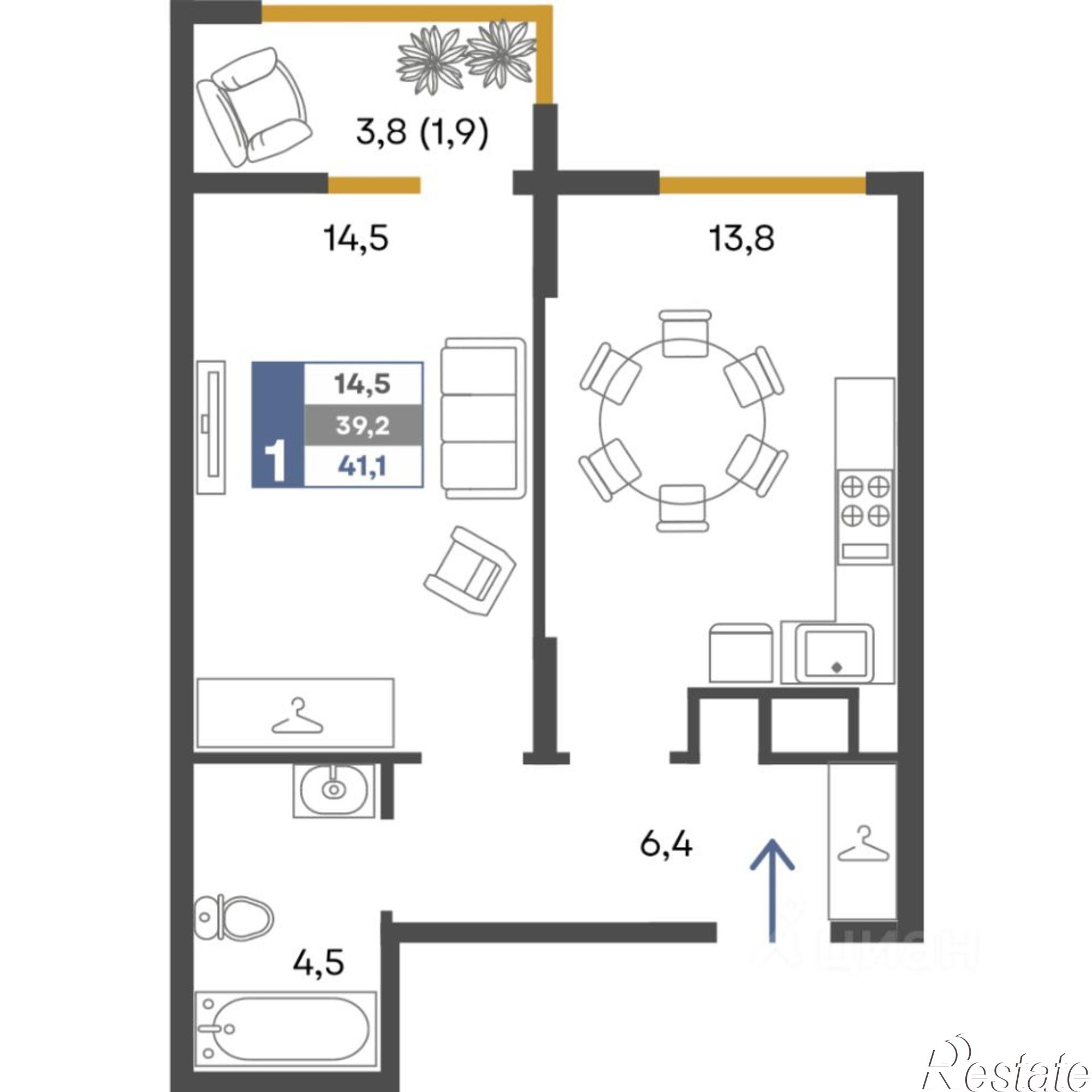 Купить квартиру за 6 041 700 рублей на ул Дачная, 103В