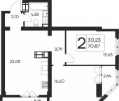 2-комн, 70 кв м, этаж 11/19 улица Кирова, 155А к2