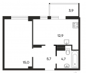 1-комн, 42 кв м, этаж 8/9 ул Советская, 20