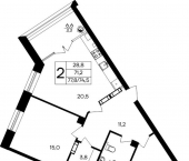 2-комн, 77 кв м, этаж 1/8 ул Маячная, 11