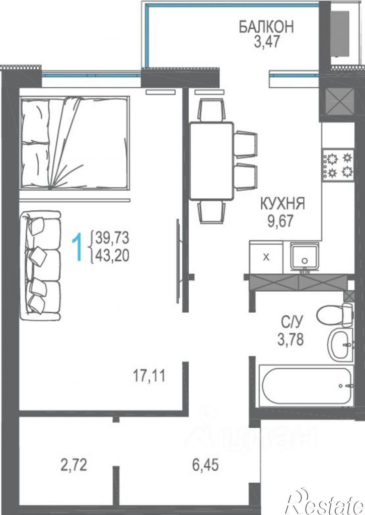 1-комн квартира в новом доме ул Магистральная, 3,  д. 3