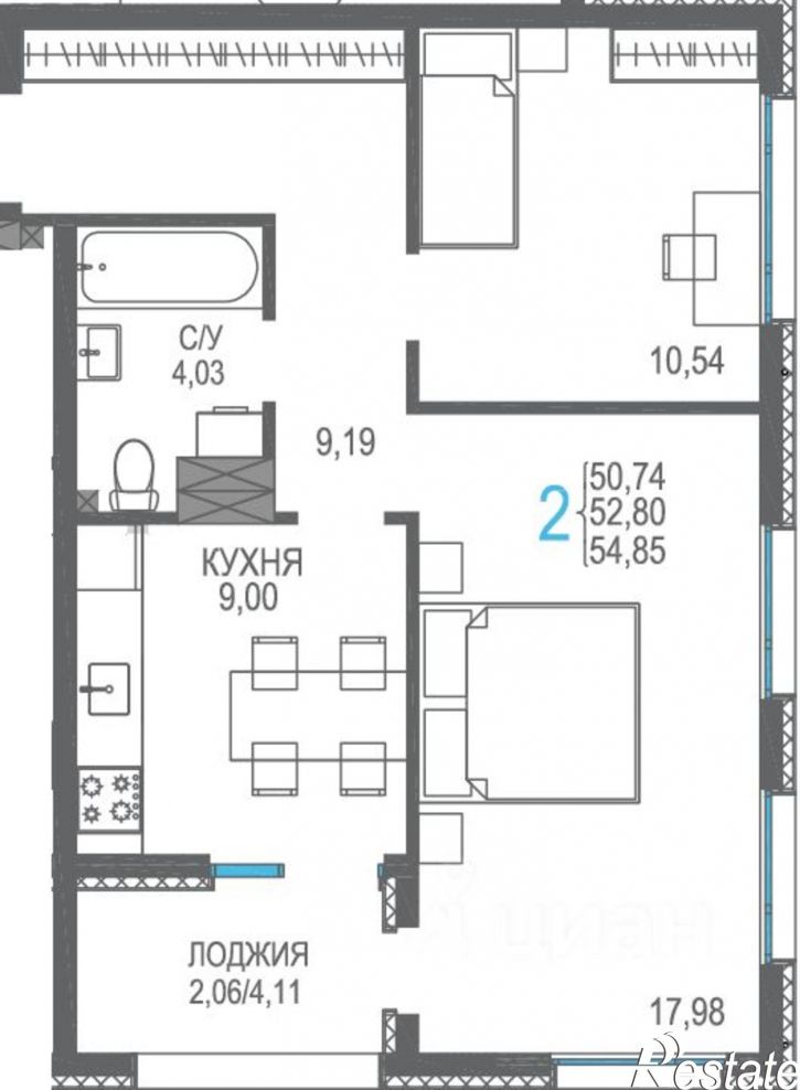 2-комн квартира в новом доме Сакский район