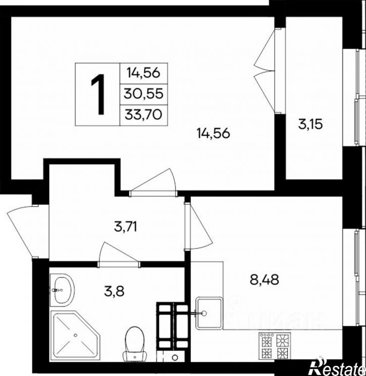 1-комн квартира в новом доме ул Котляревского, 9,  д. 9