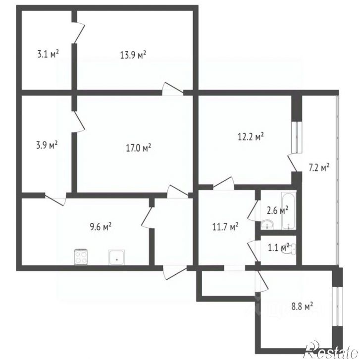 4-комн квартира проспект Октябрьской Революции, 52А,  д. 52А