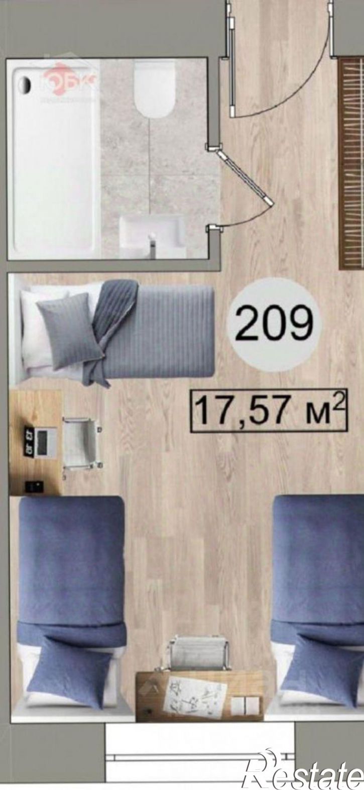 1-комн квартира Сигнальная улица, 2В с16,  д. 2В с16