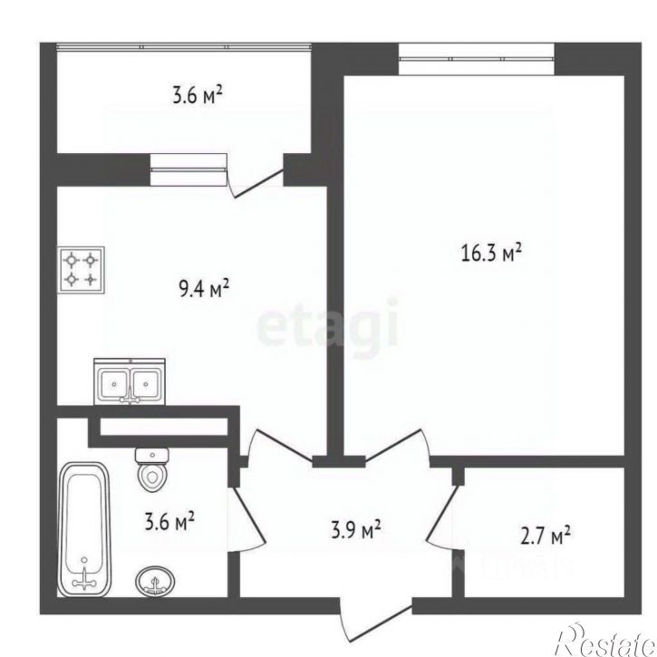 1-комн квартира в новом доме Симферопольский район