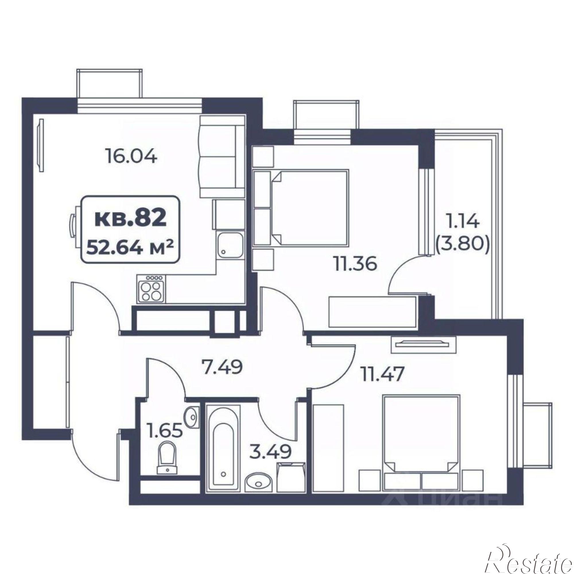 Купить квартиру за 8 790 880 рублей на Спортивная улица, 11