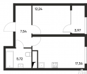 1-комн, 46 кв м, этаж 2/4 Симферопольский район
