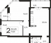 2-комн, 71 кв м, этаж 9/19 улица Кирова, 155А к2