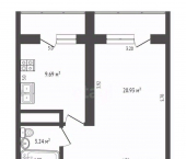 1-комн, 37 кв м, этаж 3/9 улица Генерала Родионова, 11А