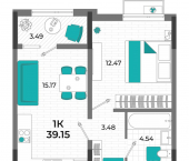1-комн, 39 кв м, этаж 8/13 улица 60-летия СССР, 10