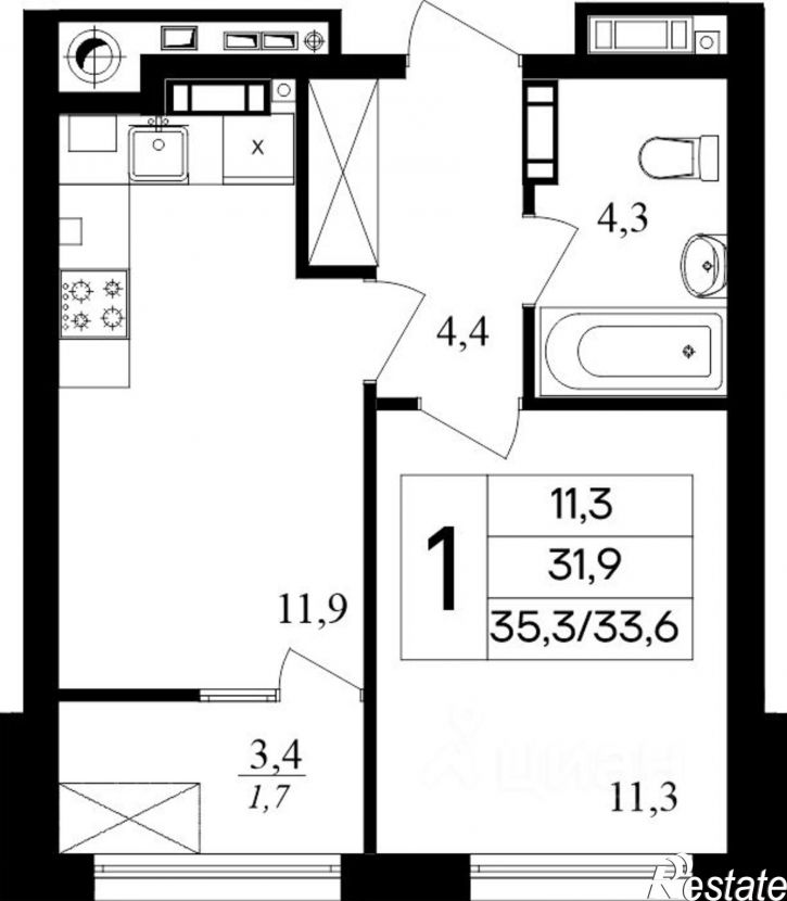 1-комн квартира в новом доме ул Маячная, 11,  д. 11