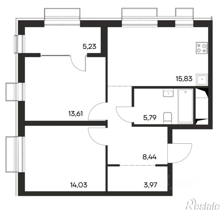 2-комн квартира в новом доме Симферопольский район