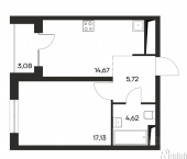 1-комн, 45 кв м, этаж 1/4 Симферопольский район