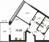 2-комн, 73 кв м, этаж 1/8 проспект Октябрьской Революции, 14