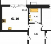 2-комн, 61 кв м, этаж 1/8 проспект Октябрьской Революции, 14