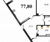 2-комн, 78 кв м, этаж 1/8 проспект Октябрьской Революции, 14