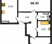2-комн, 68 кв м, этаж 4/9 улица Токарева, 18Д к2