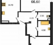 2-комн, 67 кв м, этаж 1/9 улица Токарева, 18Д к1