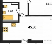 1-комн, 45кв м, этаж 8/9 улица Степаняна, 9А