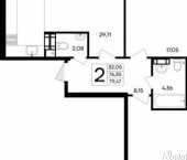 2-комн, 79 кв м, этаж 6/9 ул Котляревского, 9