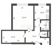 1-комн, 36кв м, этаж 5/9 городской округ Ялта