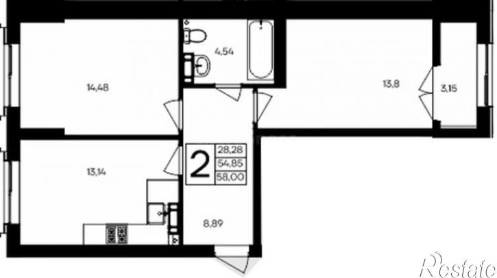 2-комн квартира в новом доме ул Котляревского, 9,  д. 9