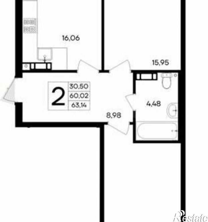 2-комн квартира в новом доме ул Котляревского, 9,  д. 9