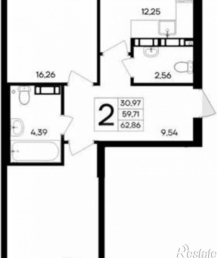 2-комн квартира в новом доме ул Котляревского, 9,  д. 9