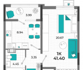1-комн, 41 кв м, этаж 4/13 улица 60-летия СССР, 10