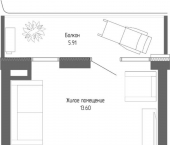 1-комн, 32 кв м, этаж 6/20 ул Западная, 4В