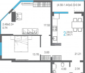 2-комн, 64 кв м, этаж 14/17 ул Красных Партизан, 32