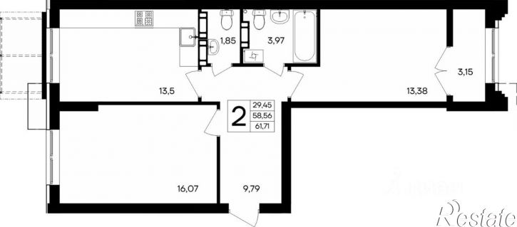 2-комн квартира в новом доме улица Котляревского, 10,  д. 10