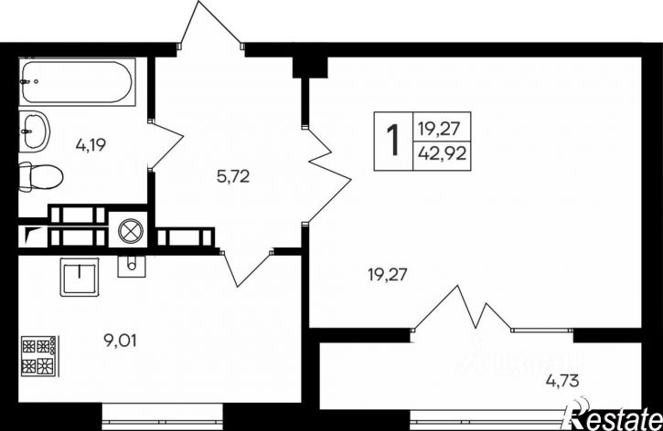 1-комн квартира в новом доме ул Парковая, 1 1,  д. 1 1,  к. 1