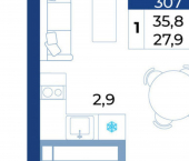 1-комн, 36 кв м, этаж 16/21 ул Октябрьская, 10