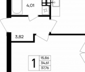 1-комн, 38 кв м, этаж 8/9 улица Котляревского, 10