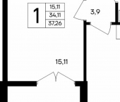 1-комн, 37 кв м, этаж 4/9 ул Коцюбинского, 16
