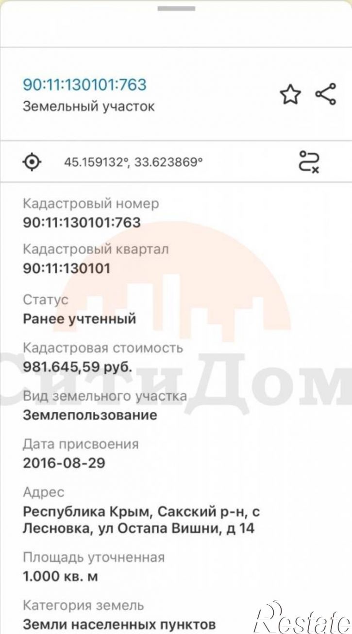 Земельный участок Остапа Вишни ул.